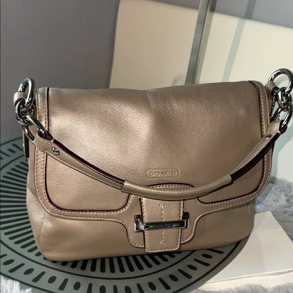 Coach Beige Leather Shoulder Bag - Picture 12 of 12
